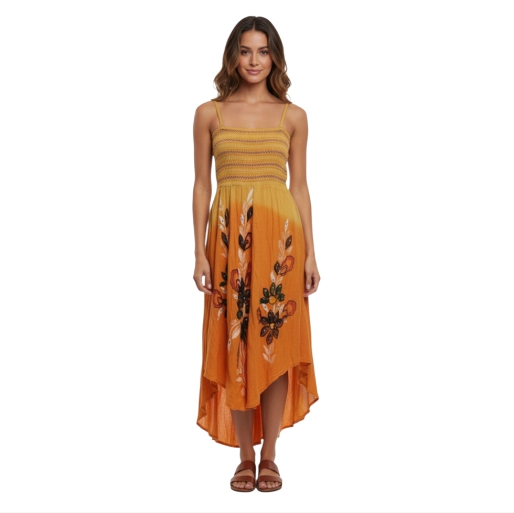 NWT Aqua Blue‎ Orange Ombre Midi Dress/Cover-Up One Size